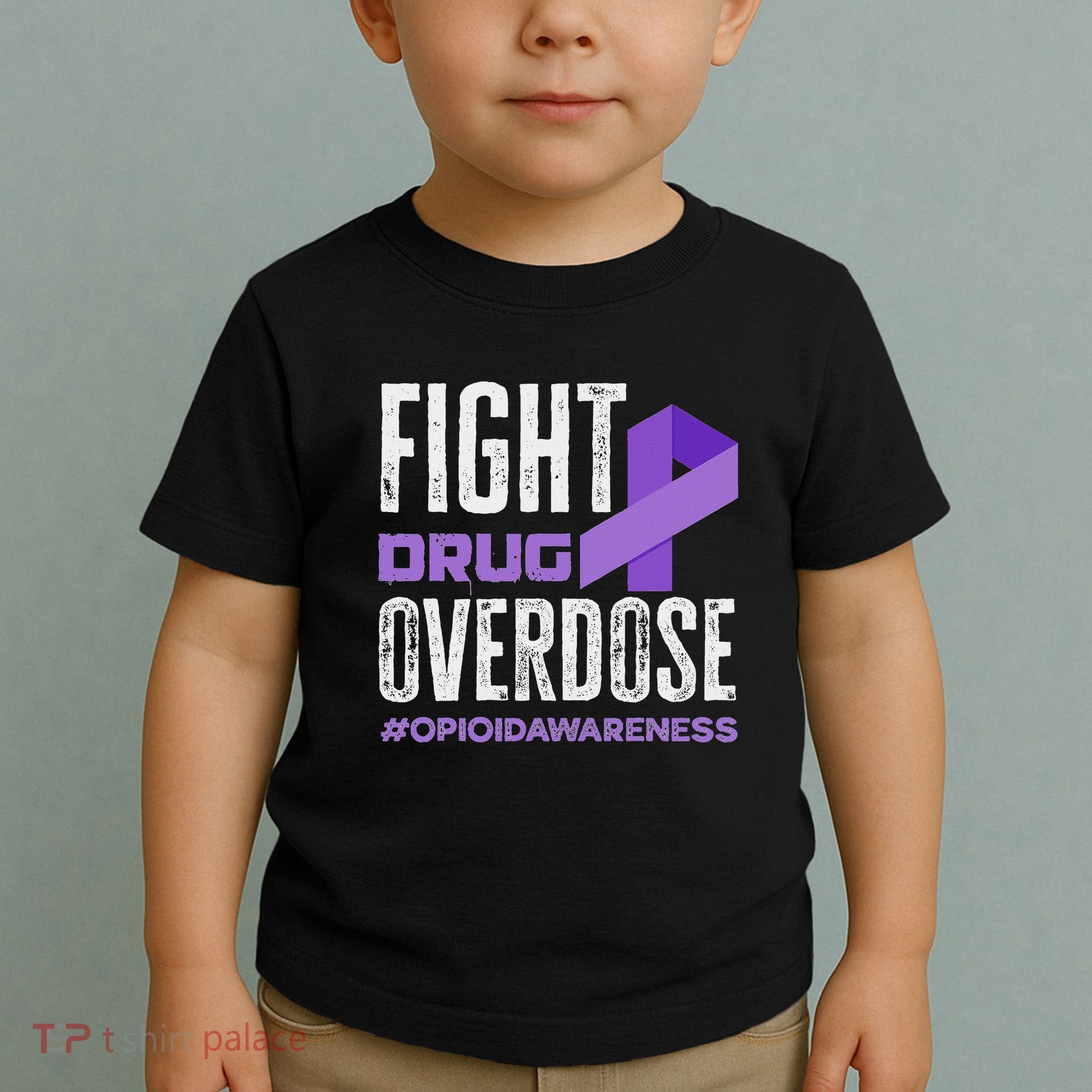 Fight Drug Overdose Pruple Ribbon Opioid Overdose Awareness Toddler T-Shirt