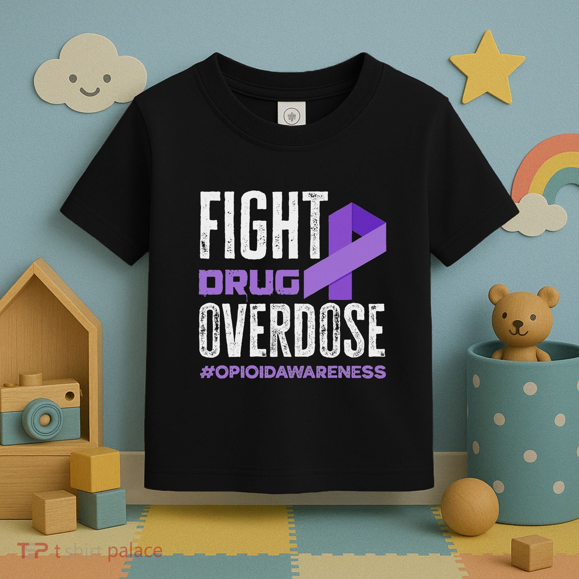 Fight Drug Overdose Pruple Ribbon Opioid Overdose Awareness Toddler T-Shirt
