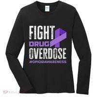 Fight Drug Overdose Pruple Ribbon Opioid Overdose Awareness Women's Long Sleeve Shirt thumb 0
