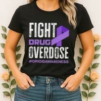 Fight Drug Overdose Pruple Ribbon Opioid Overdose Awareness Women's T-Shirt thumb 2