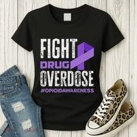 Fight Drug Overdose Pruple Ribbon Opioid Overdose Awareness Women's T-Shirt thumb 3