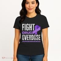 Fight Drug Overdose Pruple Ribbon Opioid Overdose Awareness Women's T-Shirt thumb 4