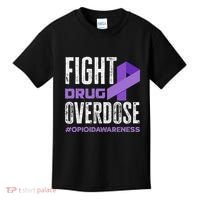 Fight Drug Overdose Pruple Ribbon Opioid Overdose Awareness Kids T-Shirt thumb 0