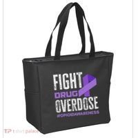 Fight Drug Overdose Pruple Ribbon Opioid Overdose Awareness Tote Bag thumb 2