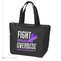 Fight Drug Overdose Pruple Ribbon Opioid Overdose Awareness Tote Bag thumb 3