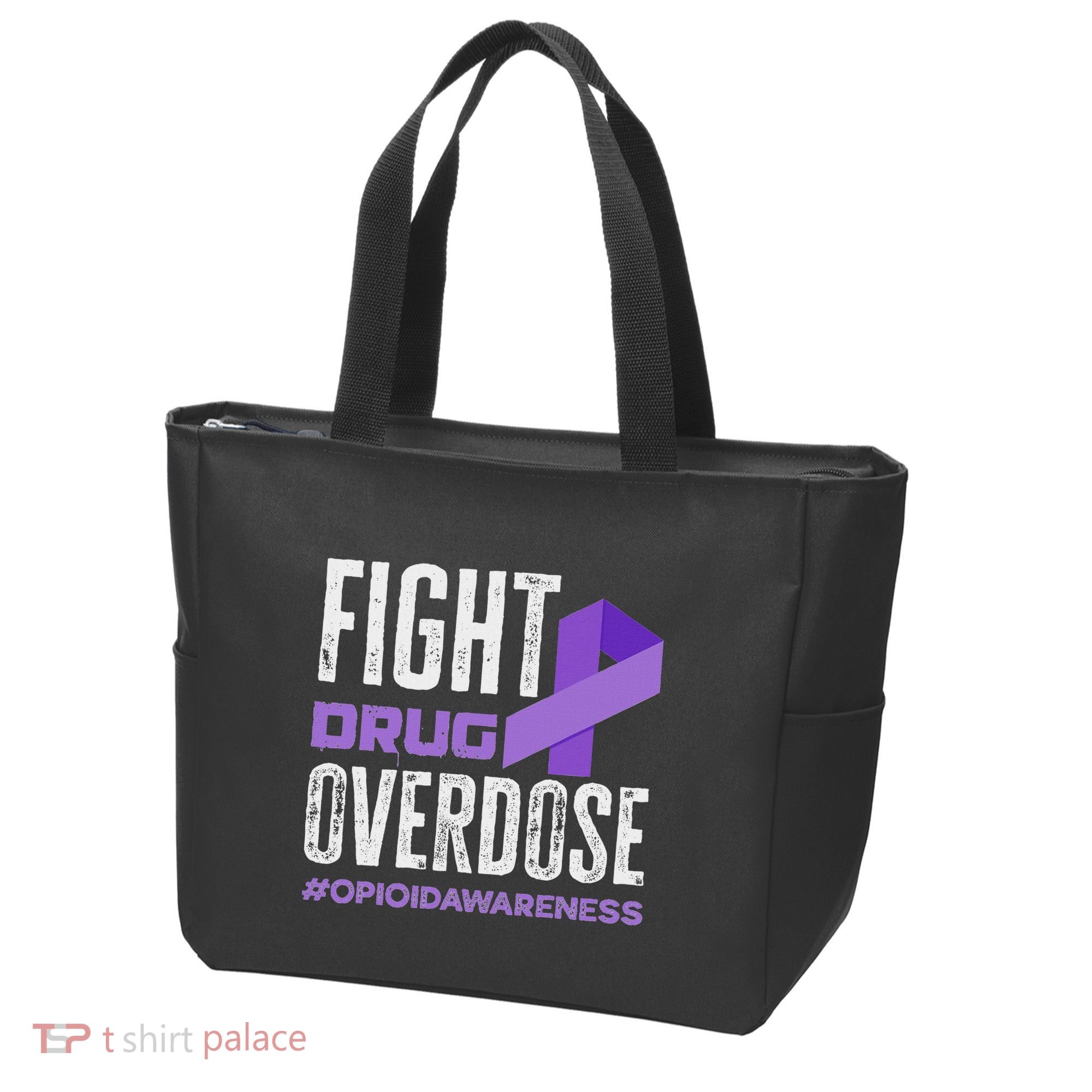 Fight Drug Overdose Pruple Ribbon Opioid Overdose Awareness Tote Bag