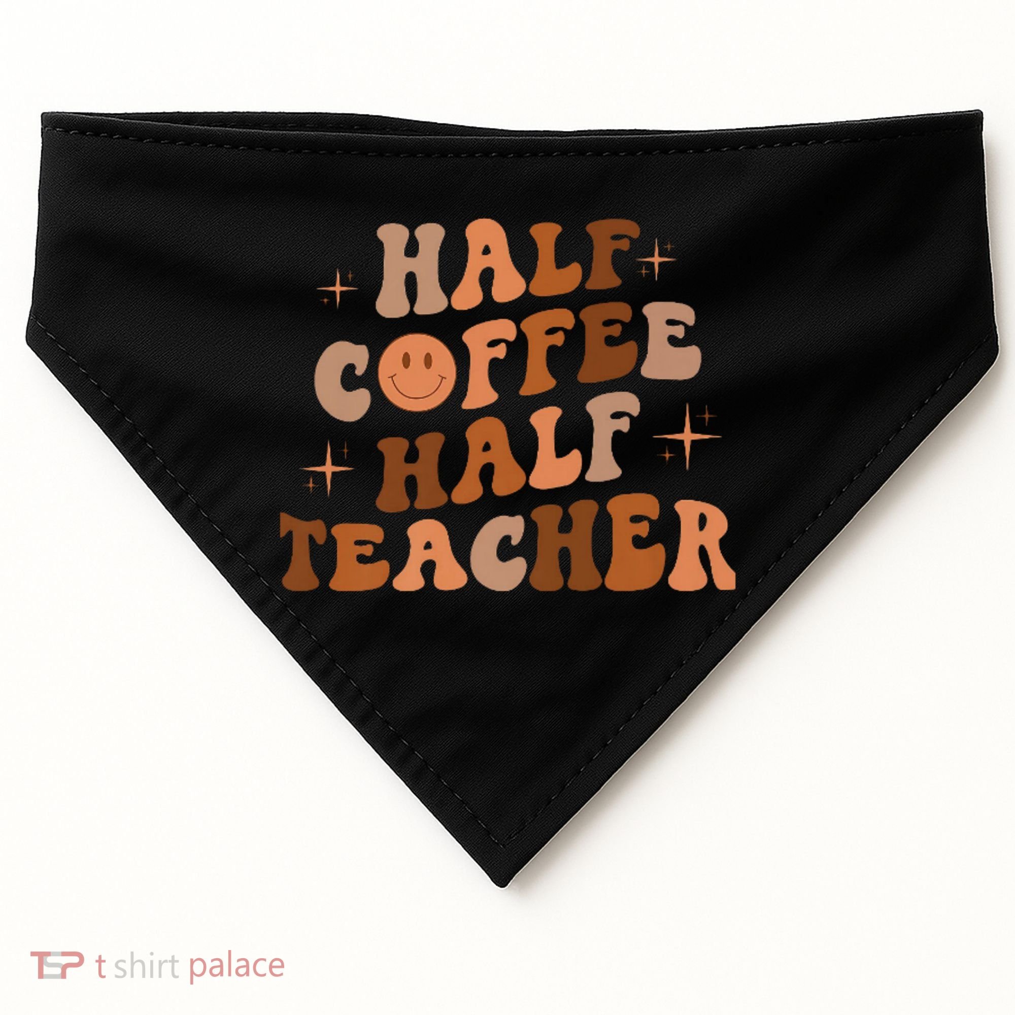 First Day Of School Half Coffee Half Teachers, Retro Gift For Teacher USA-Made Doggie Bandana
