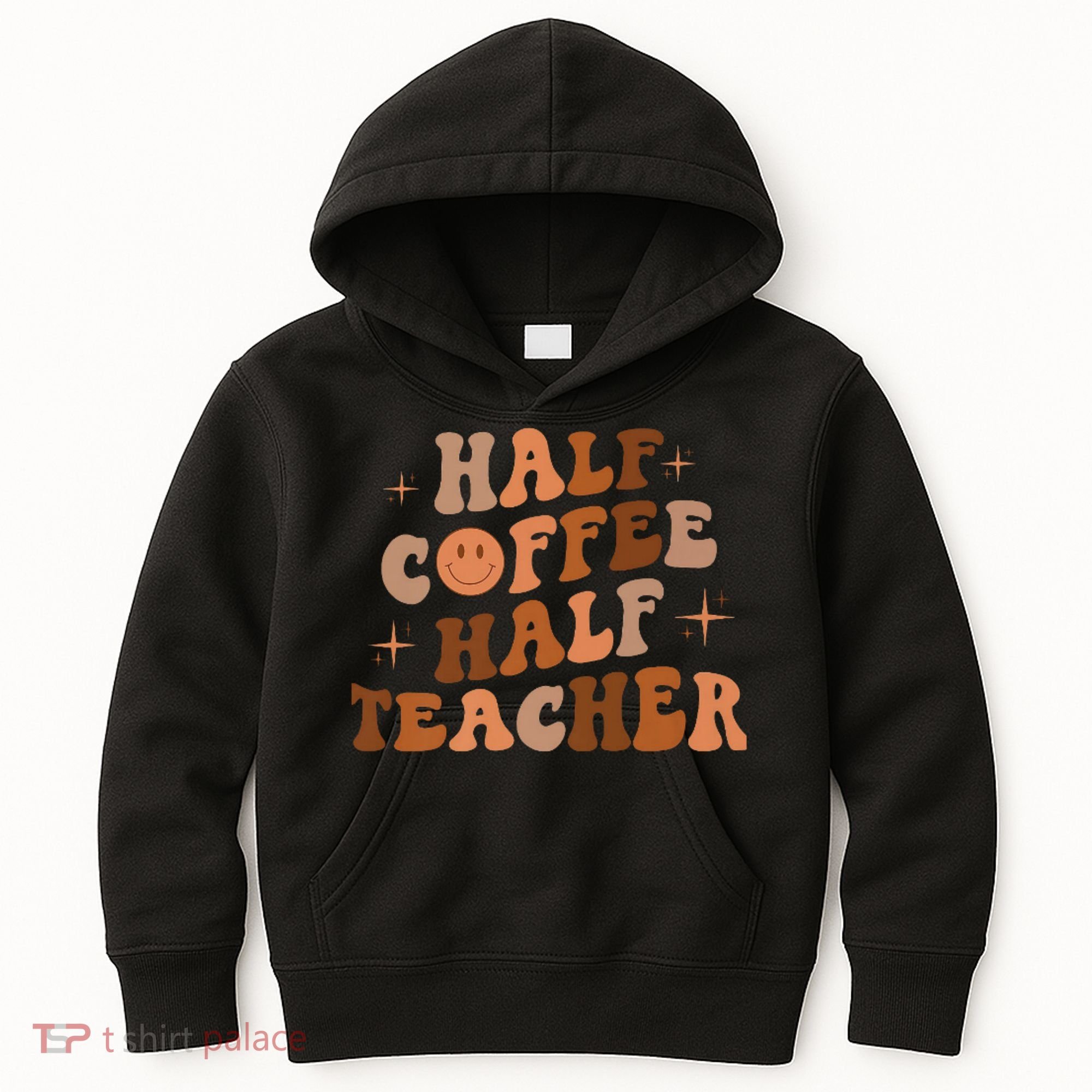 First Day Of School Half Coffee Half Teachers, Retro Gift For Teacher Kids Hoodie