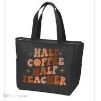 First Day Of School Half Coffee Half Teachers, Retro Gift For Teacher Tote Bag thumb 3