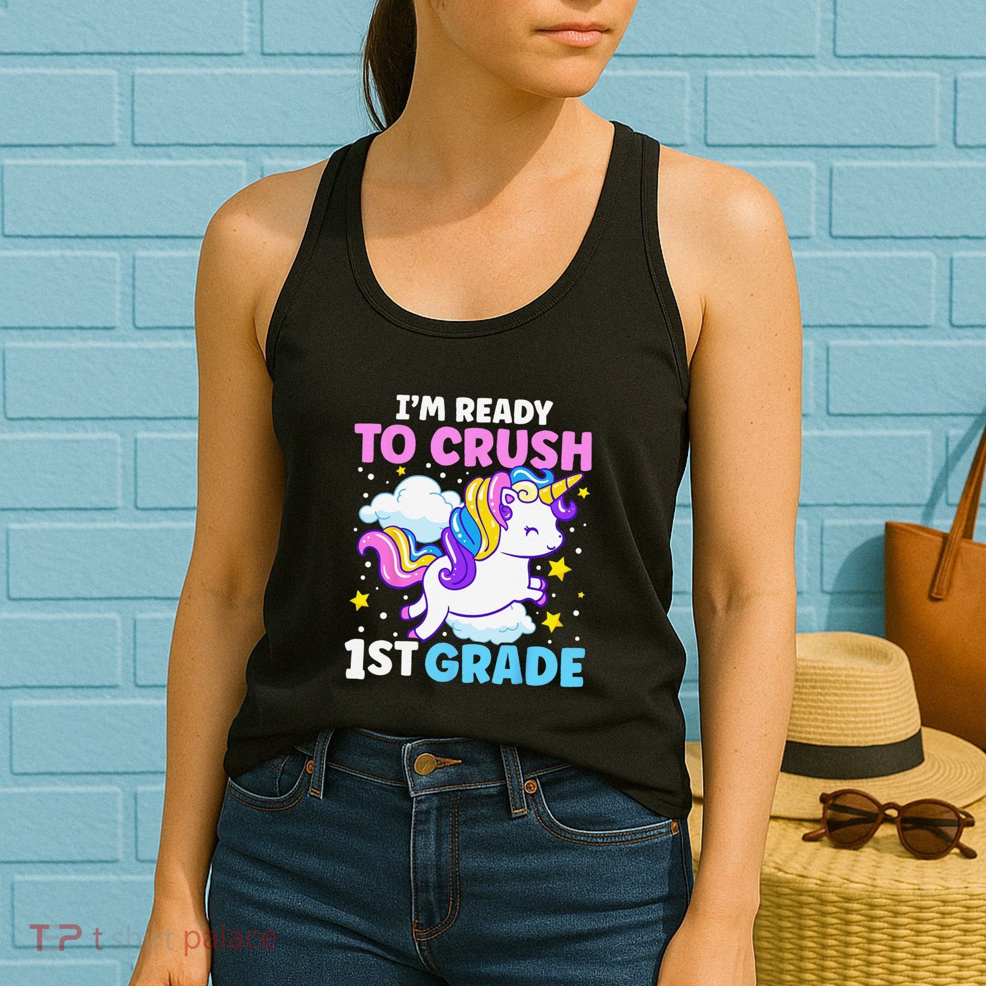 First Day Of School Im Ready To Crush 1st Grade Unicorn Women's Tank Top
