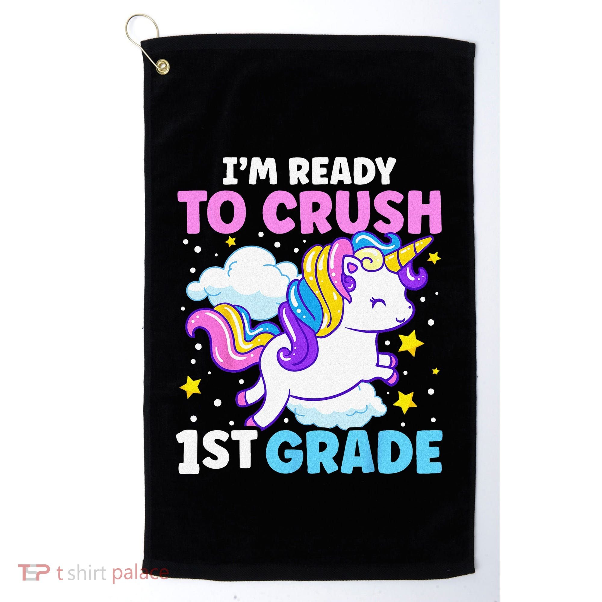 First Day Of School Im Ready To Crush 1st Grade Unicorn Golf Towel