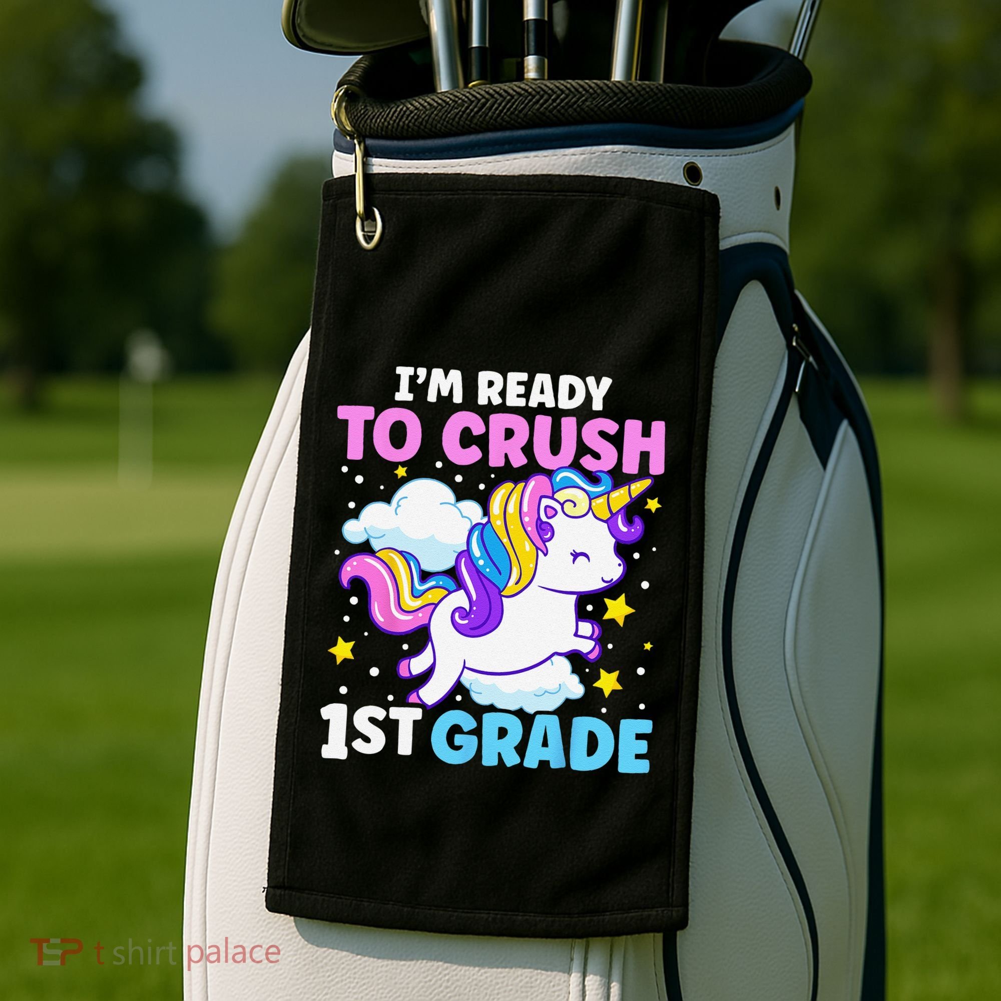 First Day Of School Im Ready To Crush 1st Grade Unicorn Golf Towel
