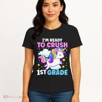 First Day Of School Im Ready To Crush 1st Grade Unicorn Women's T-Shirt thumb 4