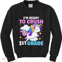 First Day Of School Im Ready To Crush 1st Grade Unicorn Kids Sweatshirt thumb 0