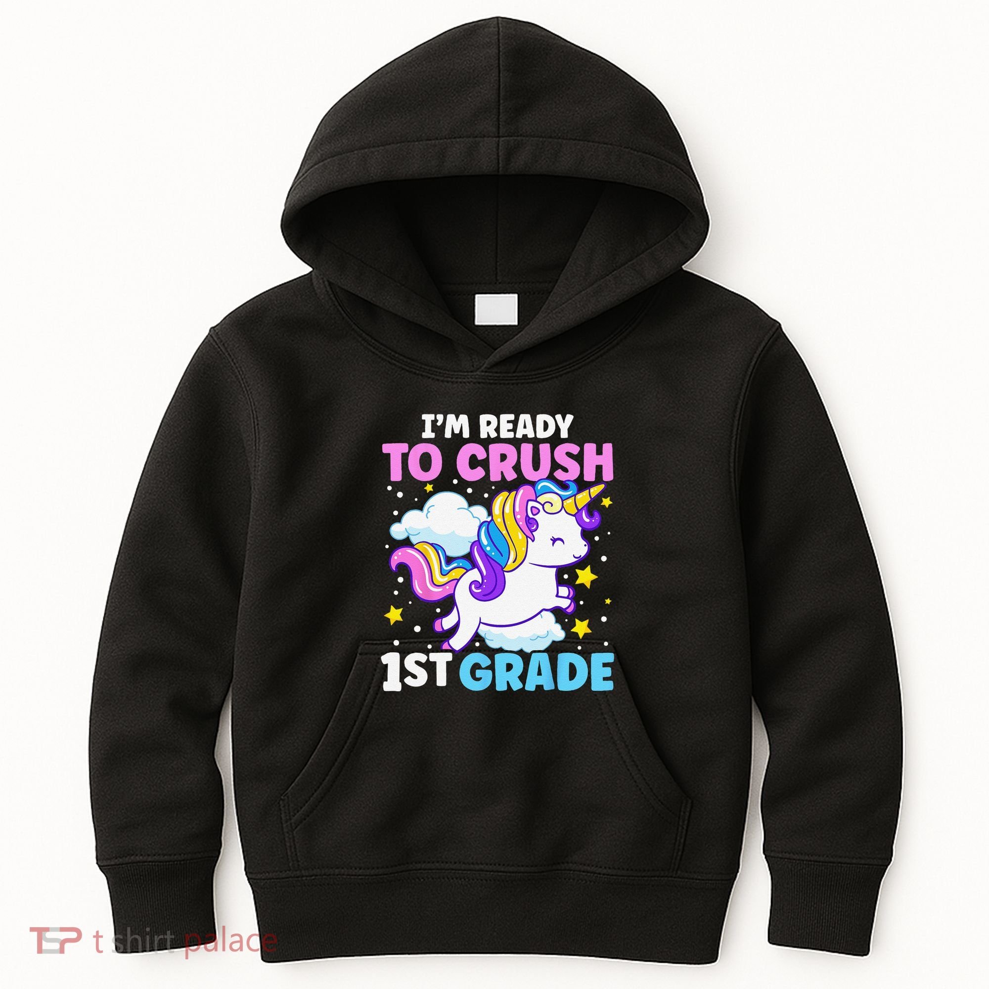 First Day Of School Im Ready To Crush 1st Grade Unicorn Kids Hoodie