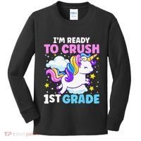 First Day Of School Im Ready To Crush 1st Grade Unicorn Kids Long Sleeve Shirt thumb 0