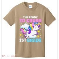 First Day Of School Im Ready To Crush 1st Grade Unicorn Kids T-Shirt thumb 0