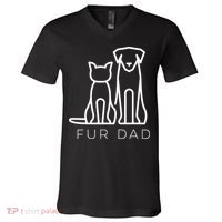 Fur Dad Pet Lover Cat Dog Dad Husband Funny Fathers Day V-Neck T-Shirt thumb 0