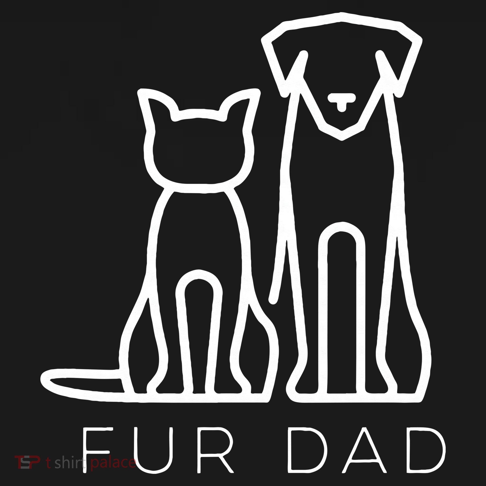 Fur Dad Pet Lover Cat Dog Dad Husband Funny Fathers Day V-Neck T-Shirt
