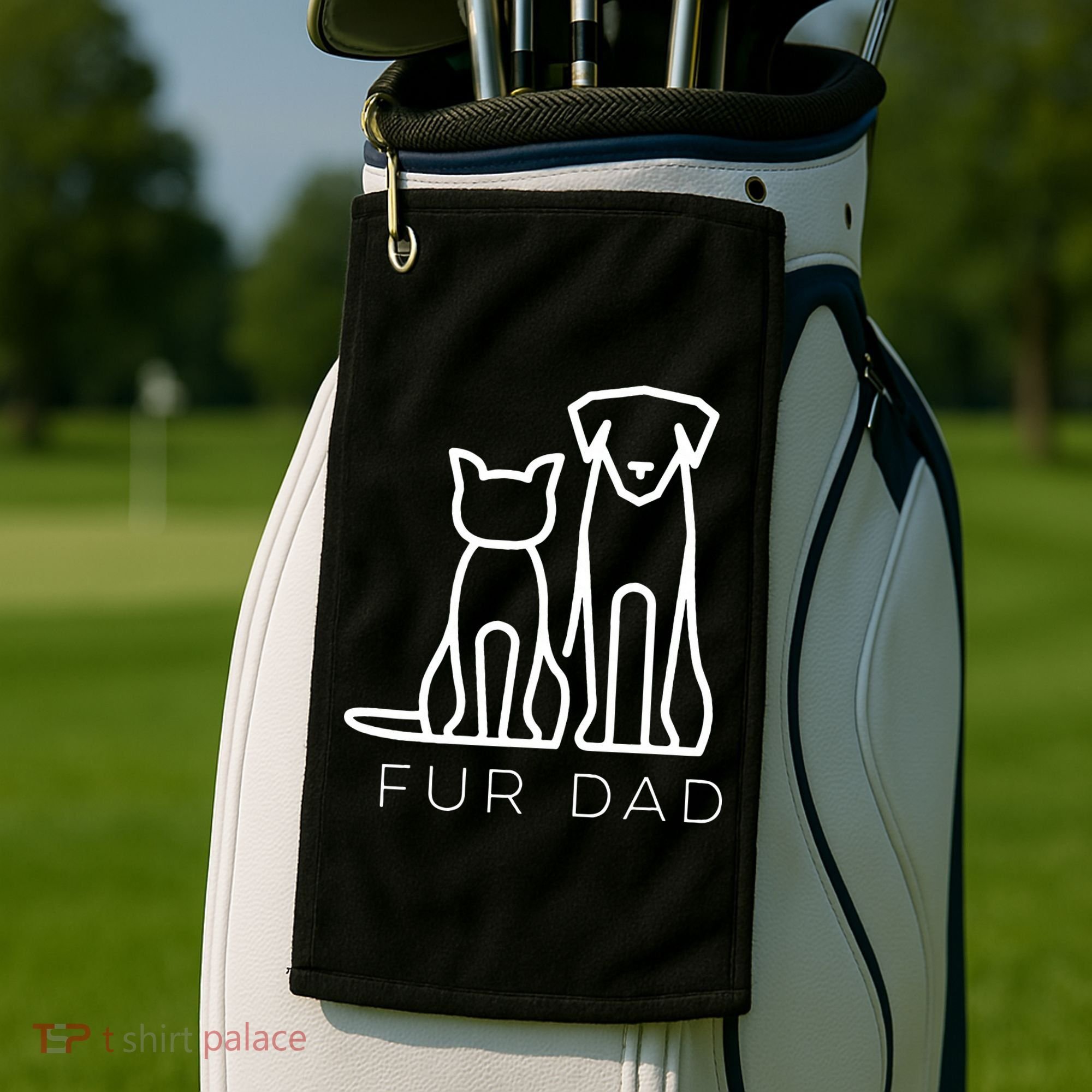 Fur Dad Pet Lover Cat Dog Dad Husband Funny Fathers Day Golf Towel