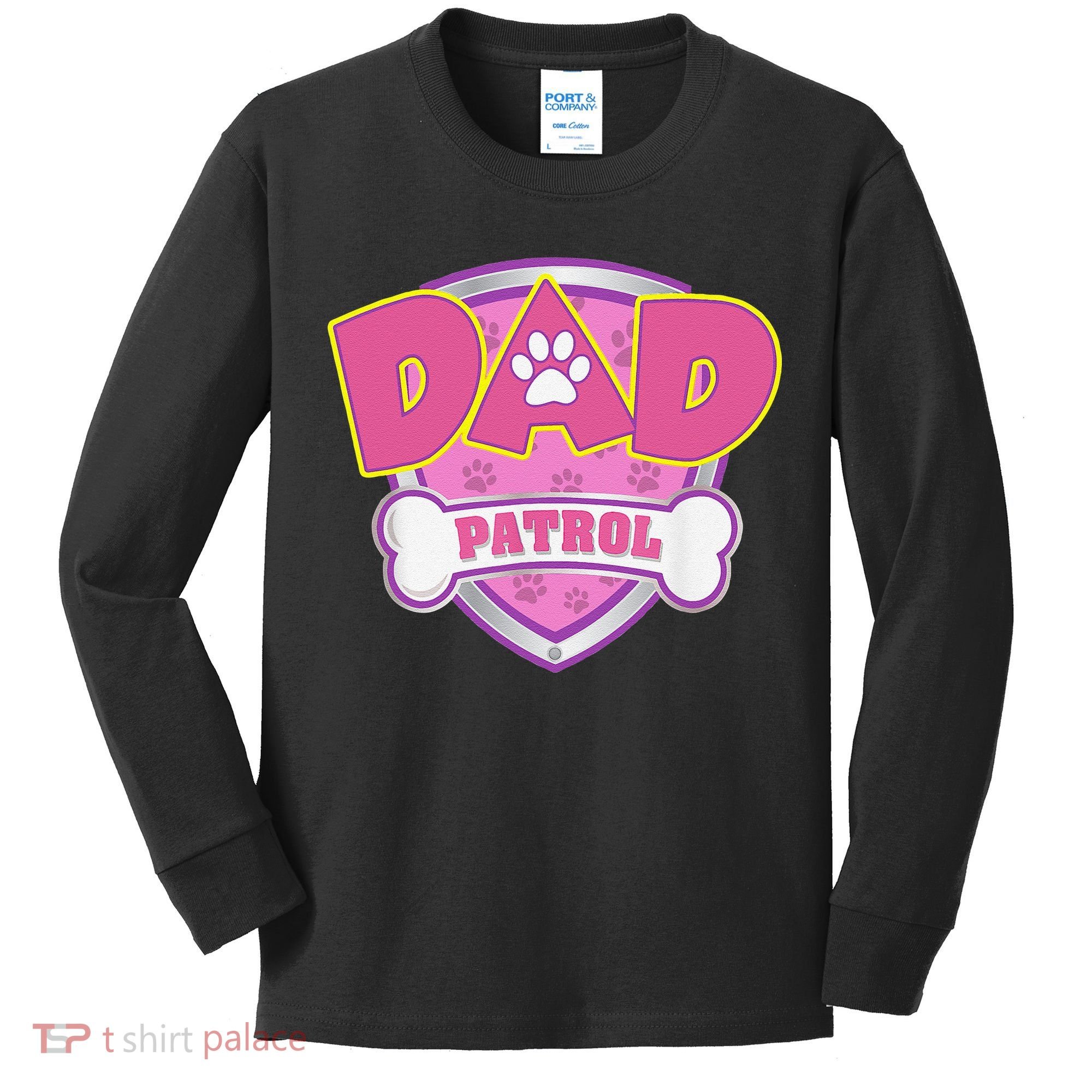 Funny Dad Patrol Dog Mom, Dad For Women Kids Long Sleeve Shirt