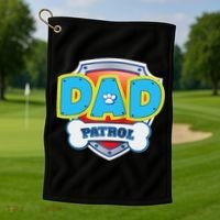 Funny Dad Patrol Dog Gift Birthday Party Golf Towel thumb 1