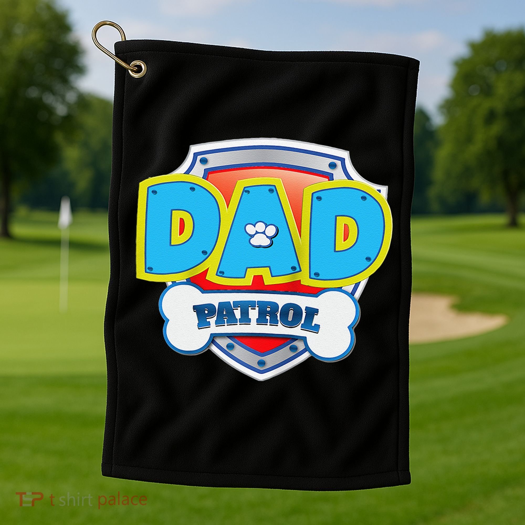Funny Dad Patrol Dog Gift Birthday Party Golf Towel