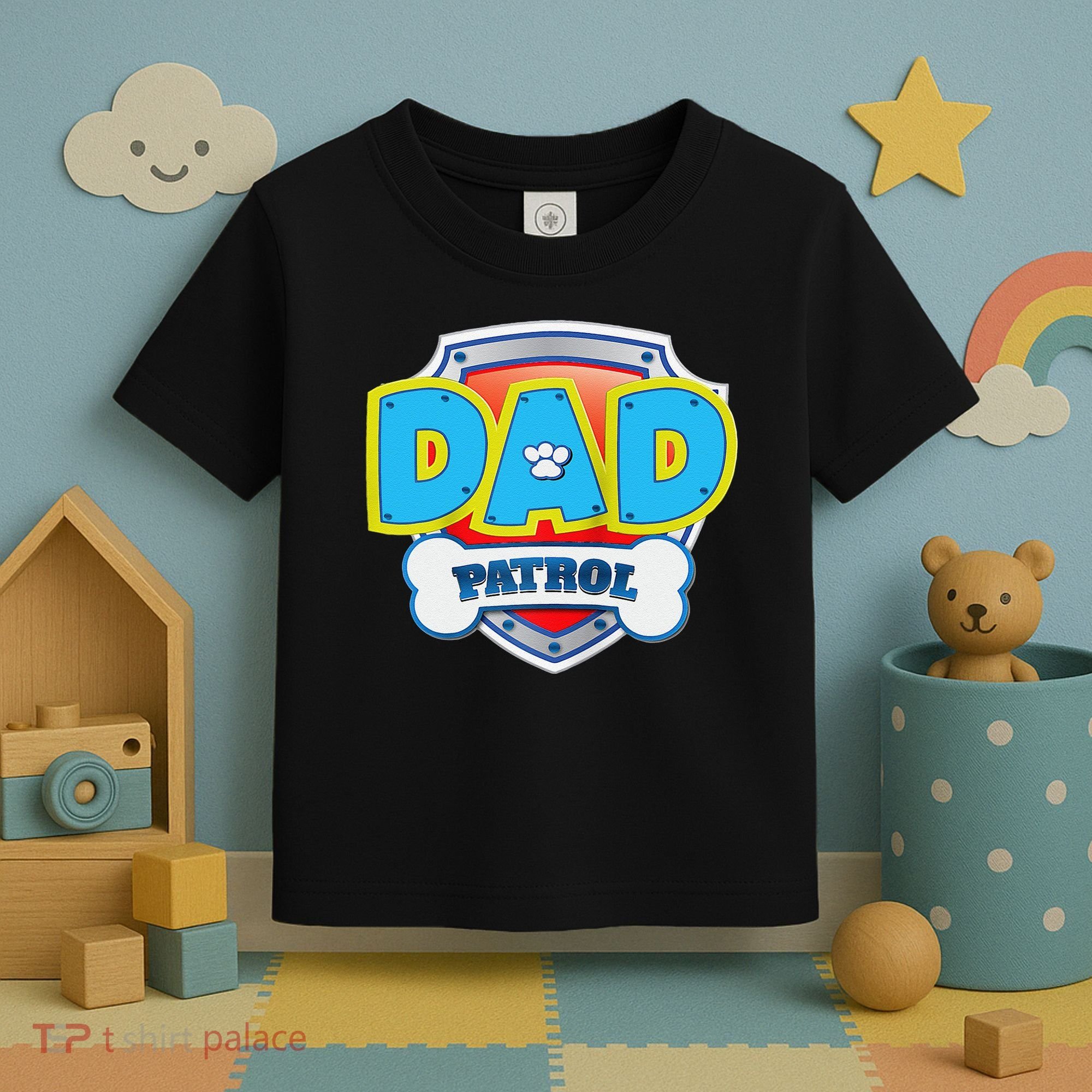 Funny Dad Patrol Dog Gift Birthday Party Toddler T-Shirt