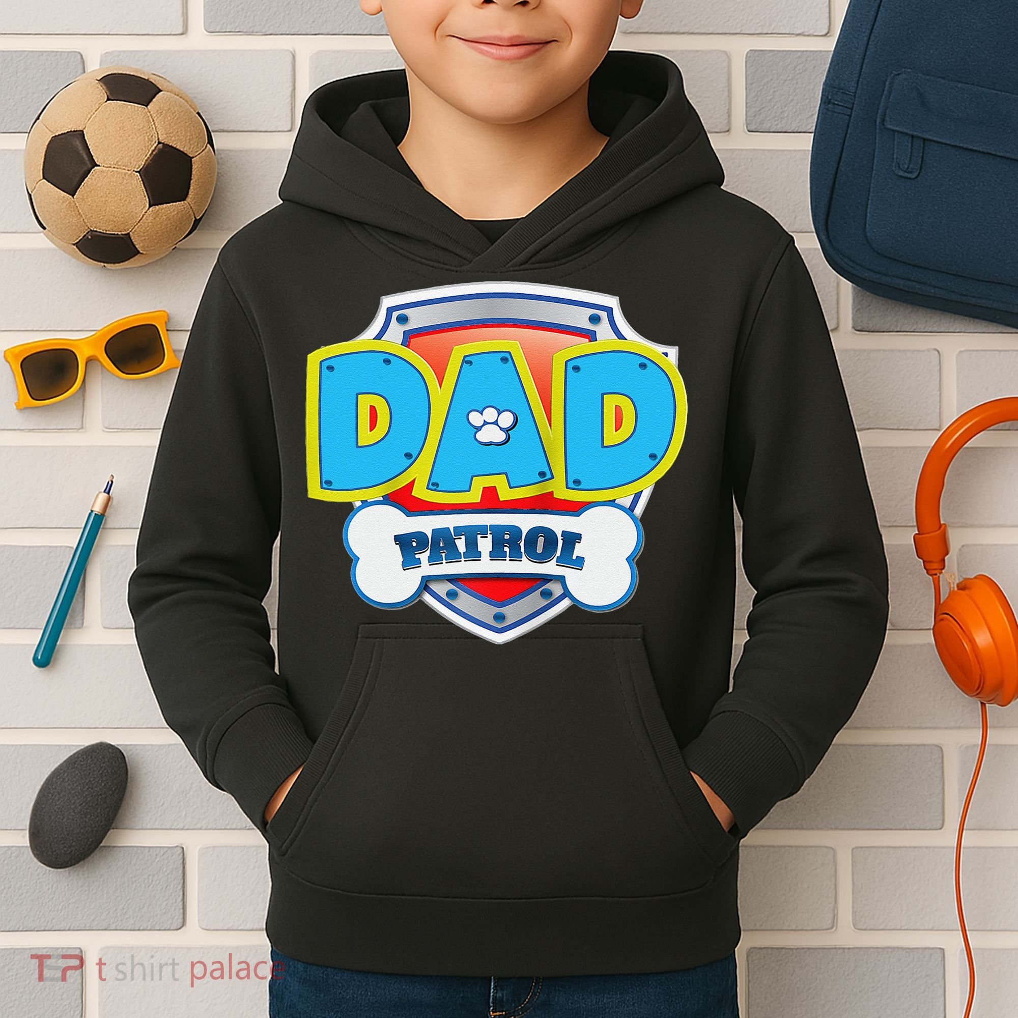 Funny Dad Patrol Dog Gift Birthday Party Kids Hoodie