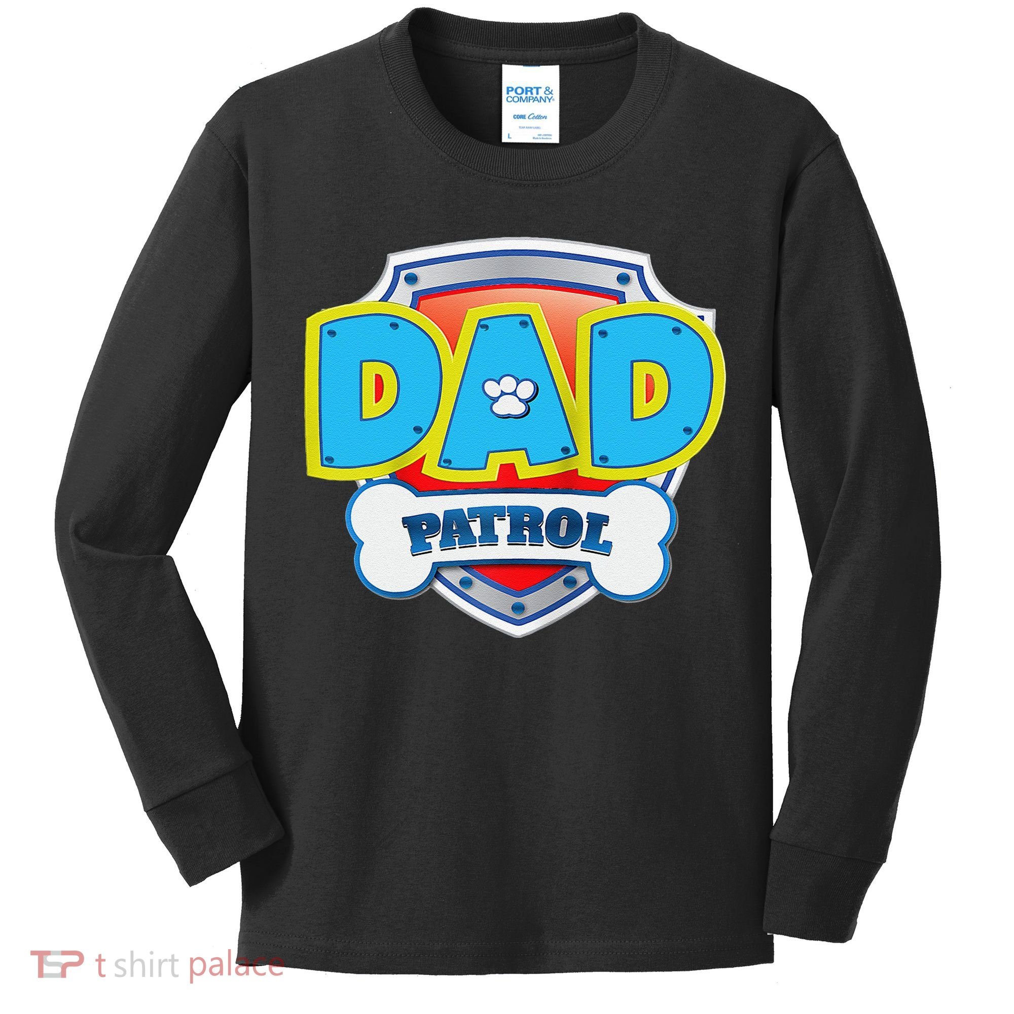 Funny Dad Patrol Dog Gift Birthday Party Kids Long Sleeve Shirt