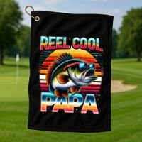 Fishing Dad Papa Reel Cool Papa Fisher FatherS Day Gift Gift Golf Towel thumb 1