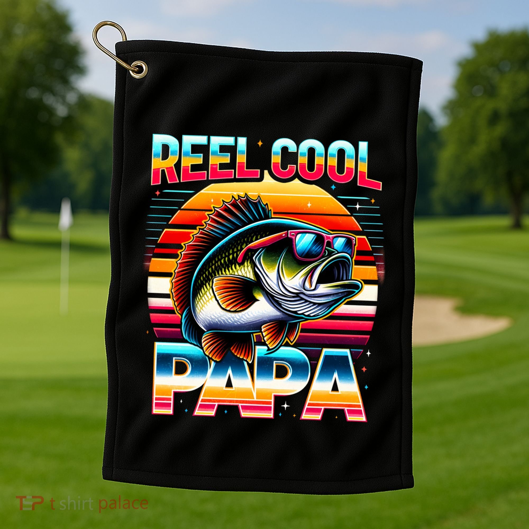 Fishing Dad Papa Reel Cool Papa Fisher FatherS Day Gift Gift Golf Towel