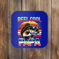Fishing Dad Papa Reel Cool Papa Fisher FatherS Day Gift Gift Coaster thumb 0