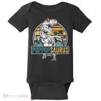 Father's Day Poppopsaurus T Rex Dinosaur Funny Poppopsaurus Baby Bodysuit thumb 0