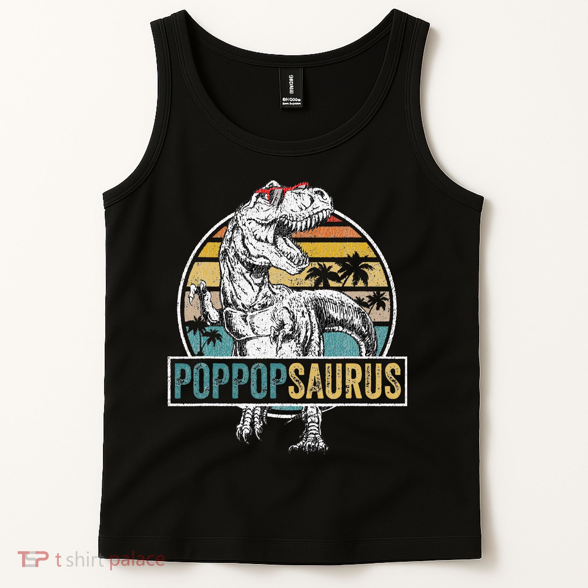 Father's Day Poppopsaurus T Rex Dinosaur Funny Poppopsaurus Tank Top