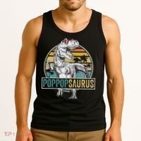 Father's Day Poppopsaurus T Rex Dinosaur Funny Poppopsaurus Tank Top thumb 3