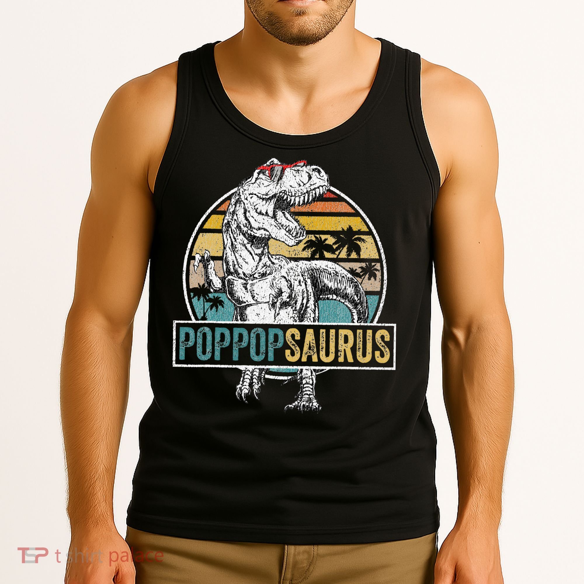 Father's Day Poppopsaurus T Rex Dinosaur Funny Poppopsaurus Tank Top