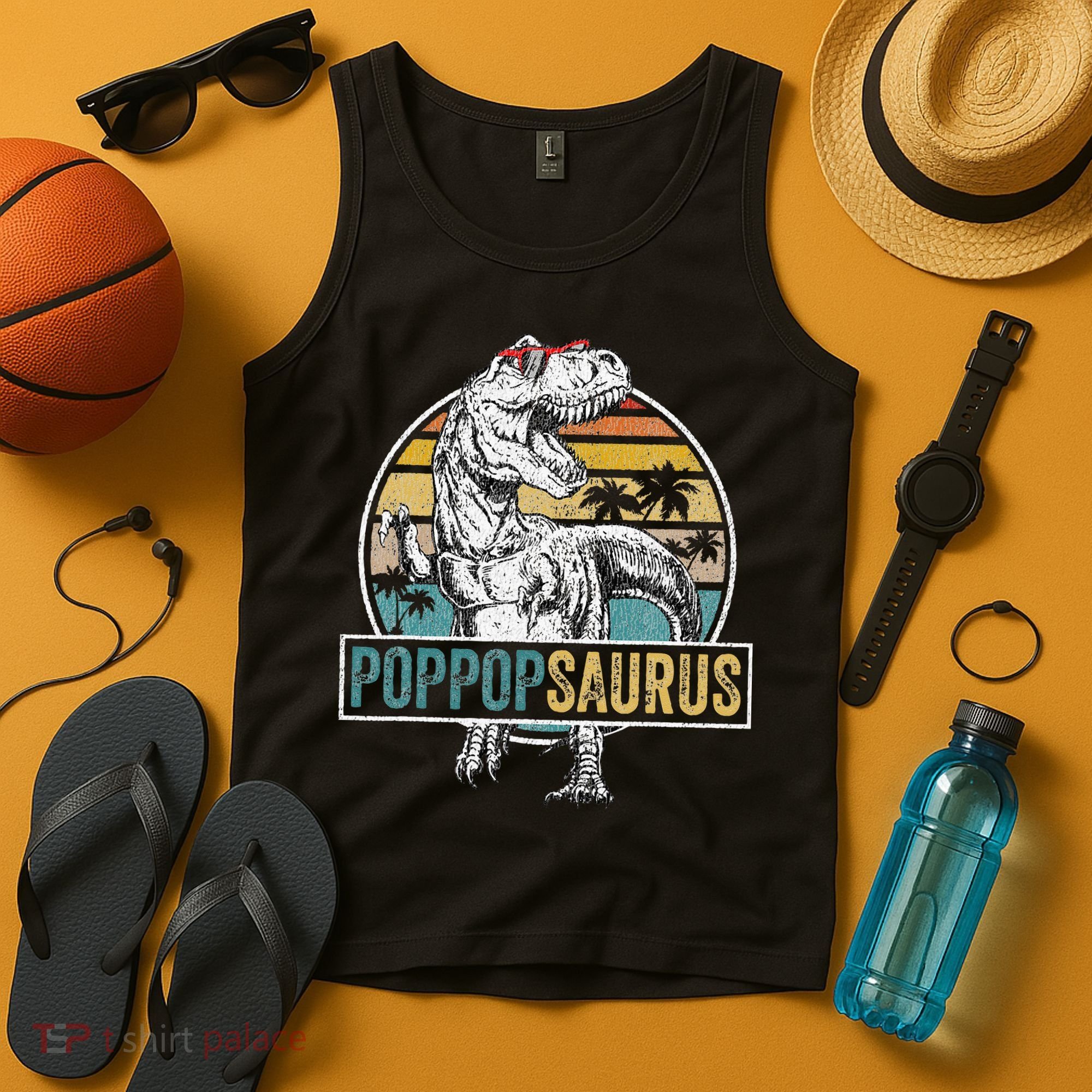 Father's Day Poppopsaurus T Rex Dinosaur Funny Poppopsaurus Tank Top