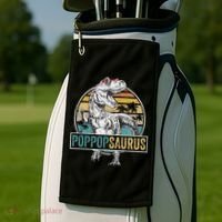 Father's Day Poppopsaurus T Rex Dinosaur Funny Poppopsaurus Golf Towel thumb 2