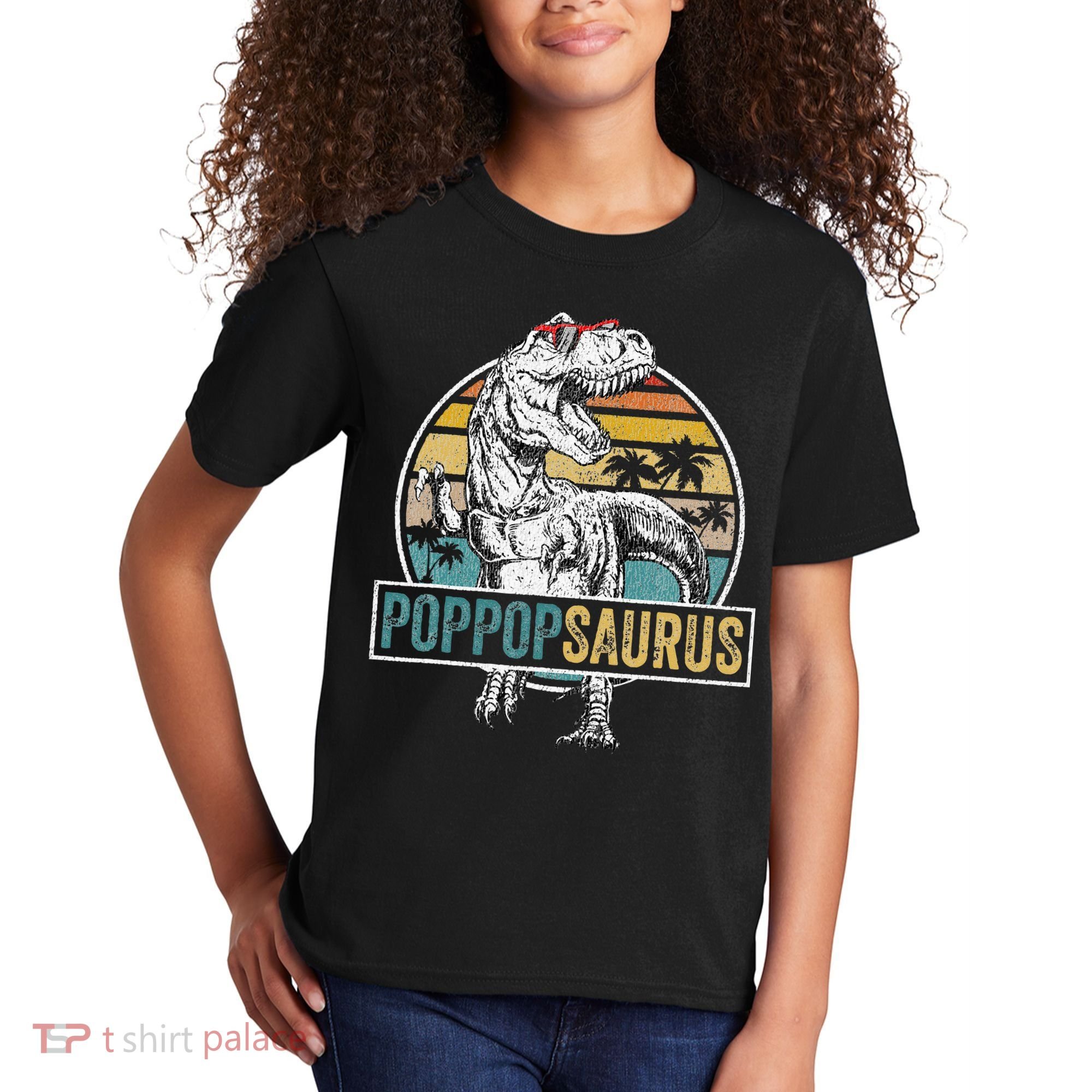 Father's Day Poppopsaurus T Rex Dinosaur Funny Poppopsaurus Kids T-Shirt