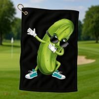 Funny Dabbing Pickle Dancing Cucumber Lover Funny Gift Golf Towel thumb 1