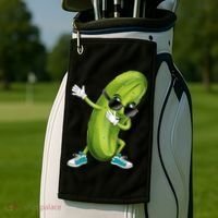 Funny Dabbing Pickle Dancing Cucumber Lover Funny Gift Golf Towel thumb 2