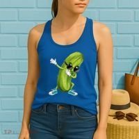 Funny Dabbing Pickle Dancing Cucumber Lover Funny Gift Women's Tank Top thumb 2