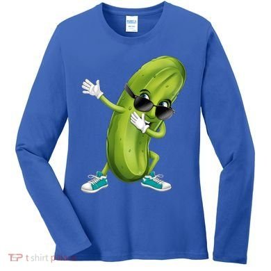 Funny Dabbing Pickle Dancing Cucumber Lover Funny Gift Women's Long Sleeve Shirt