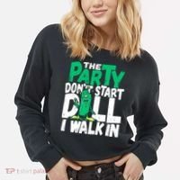 Funny Dill Pickle Lover The Party DonT Start Till I Walk In Cropped Pullover Crew thumb 2