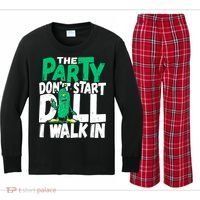 Funny Dill Pickle Lover The Party DonT Start Till I Walk In Kids Long Sleeve Plaid Pajama Set thumb 0