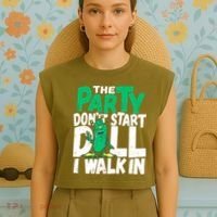 Funny Dill Pickle Lover The Party DonT Start Till I Walk In Garment-Dyed Women's Muscle Tee thumb 4