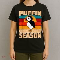 Funny Distressed Puffin Season Retro Vintage Sunset T-Shirt thumb 4