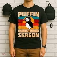 Funny Distressed Puffin Season Retro Vintage Sunset T-Shirt thumb 6