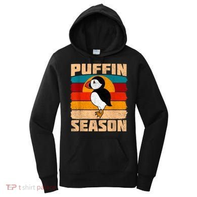 Funny Distressed Puffin Season Retro Vintage Sunset Women's Hoodie